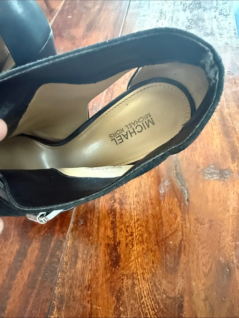 Michael Kors Black Suede Open-Toe Cutout Heel Sandals